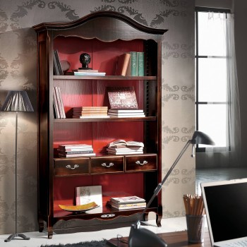 Libreria cappello gendarme con cassetti intarsiati