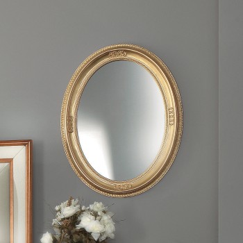Specchiera ovale con cornice in foglia oro