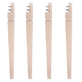 Set di 4 gambe a spillo in legno massello di faggio