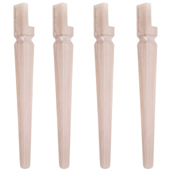 Dettaglio set di 4 gambe a spillo in legno massello