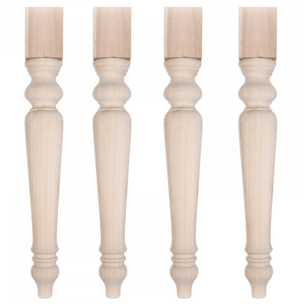 Set di 4 gambe tornite in legno per tavolo