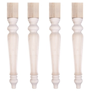 Set di 4 gambe tornite in legno faggio, dettaglio attacco
