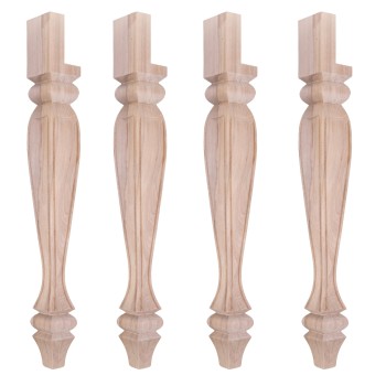Set di 4 gambe a mongolfiera in legno di faggio grezzo