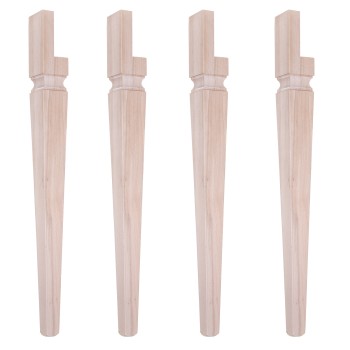 Set di 4 gambe a spillo in legno massello di faggio fresata