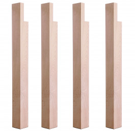 Set di 4 gambe quadrate in legno massello di faggio