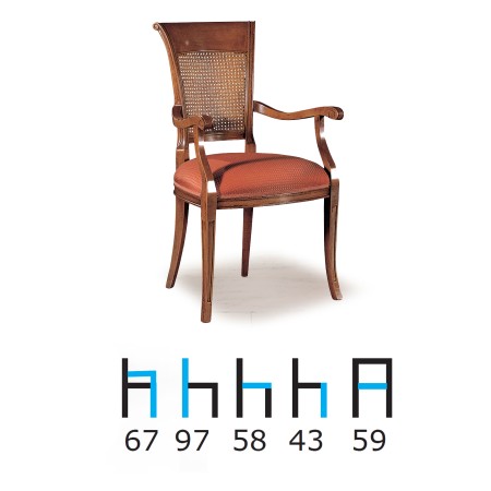Poltroncina schiena paglia fondo tessuto