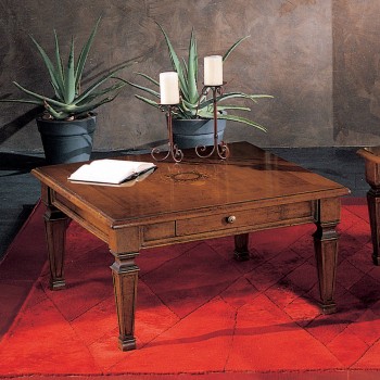 Tavolino 90x90 intarsio madreperla con dettaglio gambe