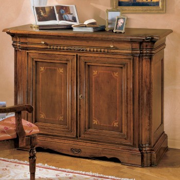 Credenzina porta TV 2 porte con intarsio floreale