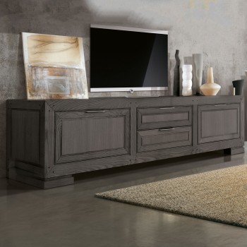 Base 2 cassetti 2 cestoni in legno grigio
