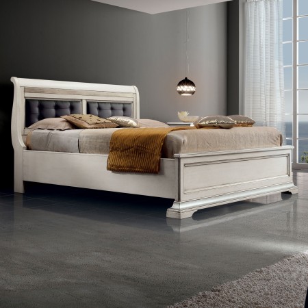 Letto matrimoniale Edera con testiera capitonne e contenitore
