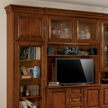 Componibile Edera liscio con ante in legno e in vetro