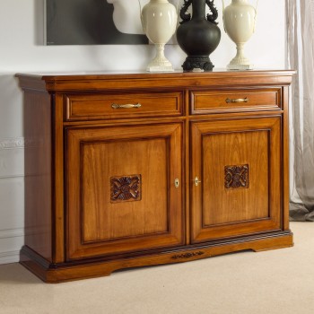 Credenza 2 porte 2 cassetti in legno toulipier intagliato