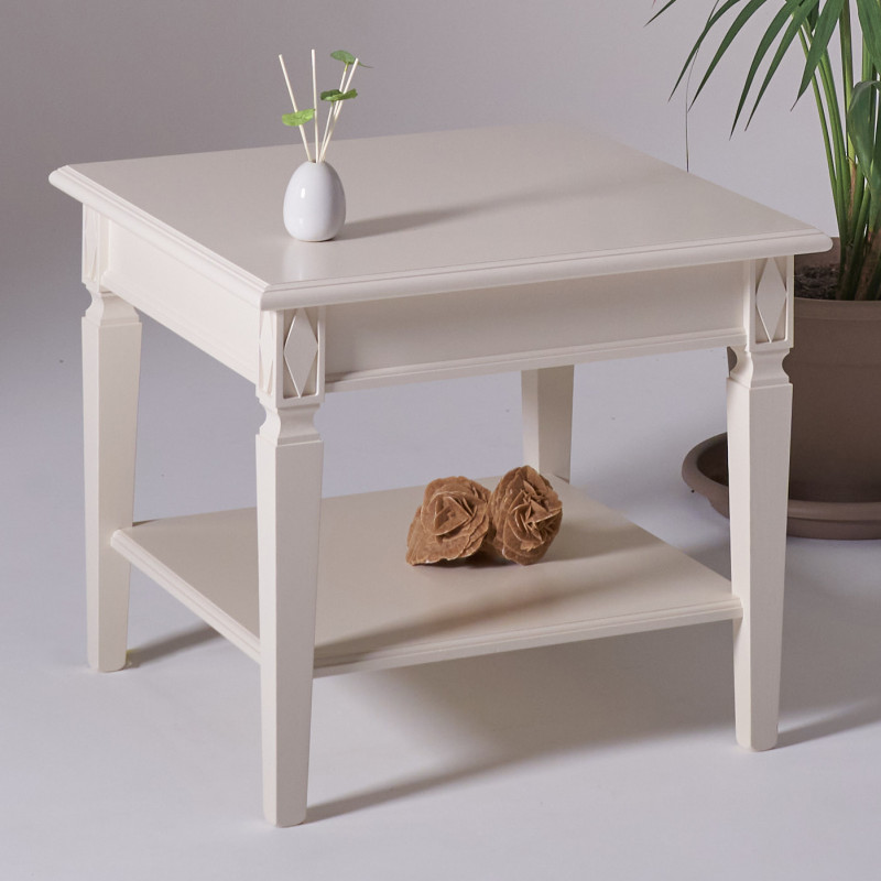 Tavolino Salotto classico bianco avorio in Legno