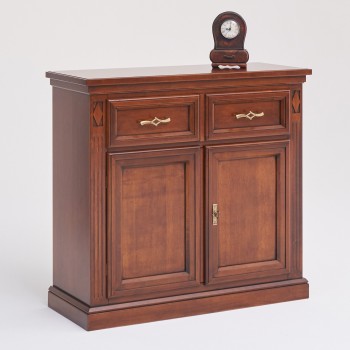 Credenza in legno 2 porte 1 cassetto, dettaglio frontale
