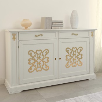 Credenza Gardenia 2 porte con decoro in rilievo dettaglio decorativo