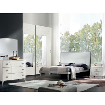 Camera da letto Giudecca con testata imbottita e armadio a specchio