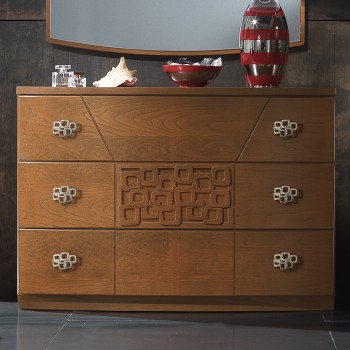 Comò 3 cassetti con decorazione traforata legno frassino