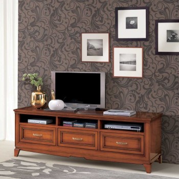 Porta tv con 3 cassetti e vani a giorno in legno