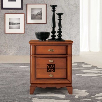 Comodino 2 cassetti con intaglio floreale