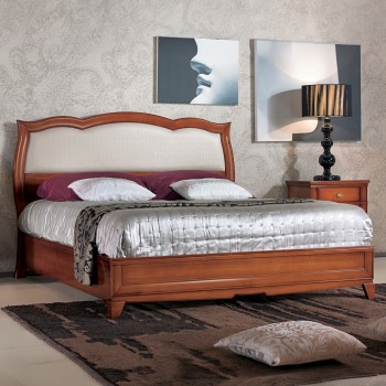 Letto imbottito misura interna 198,5x162, legno e tessuto