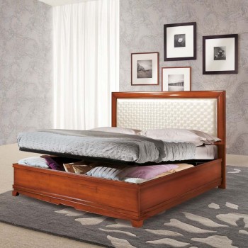 Letto imbottito con contenitore, testata imbottita