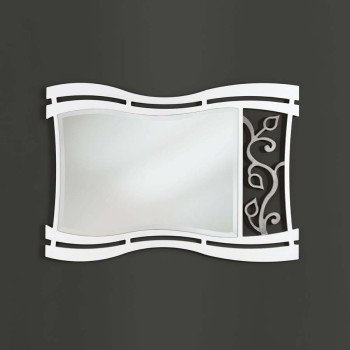 Specchiera con disegno floreale e cornice ondulata
