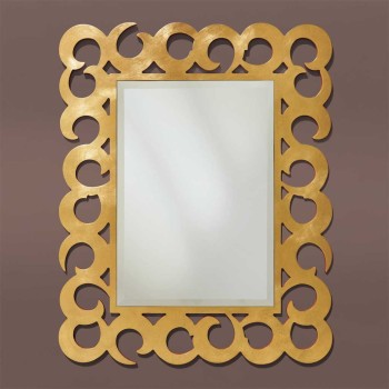 Specchiera foglia oro design vortice, specchio molato