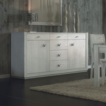 Credenza 2 ante e 6 cassetti in legno di frassino