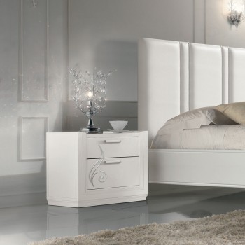 Comodino 2 cassetti classico contemporaneo con decorazioni floreali