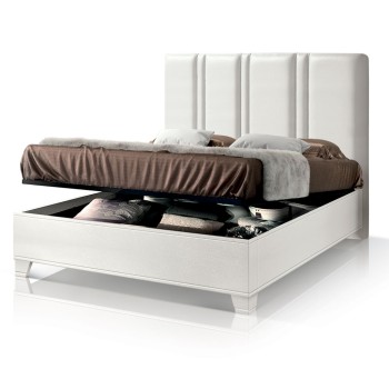 Letto imbottito in stile classico contemporaneo con meccanismo alzarete