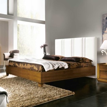 Letto imbottito classico contemporaneo con testata bianca