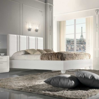 Letto imbottito classico contemporaneo con testata alta