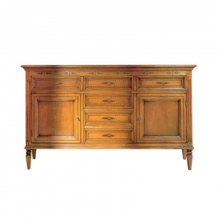 Credenza 2 ante con 6 cassetti con piedini a spillo