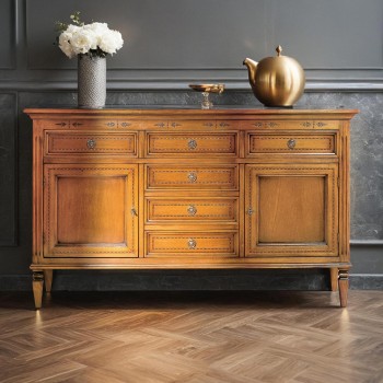 Credenza 2 ante con 6 cassetti, dettaglio frontale