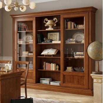 Libreria con 2 ante scorrevoli in legno toulipier