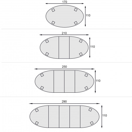 Tavolo ovale con piano intarsiato allungabile da 170x110 a 290x110