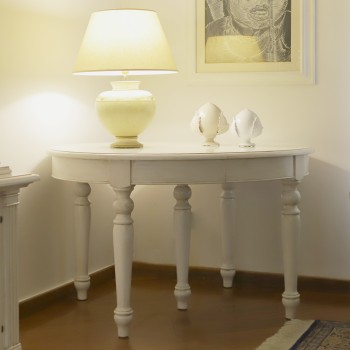 Tavolo rotondo allungabile da 120x120 a 370x120 con dettaglio gamba centrale