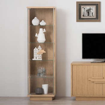 Vetrina in rovere con 1 porta vetro sx, dettaglio interno