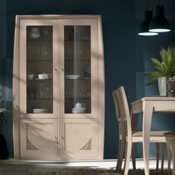 Vetrina 4 ante con traforo, legno frassino spazzolato