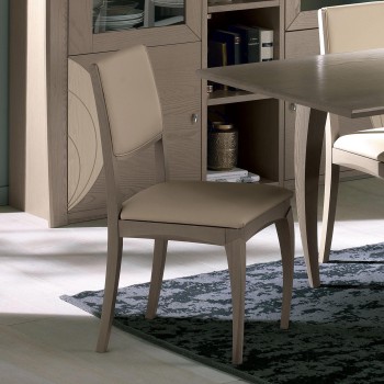 Sedia con schienale imbottito, legno frassino