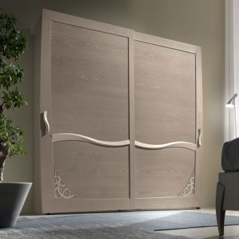 Armadio 2 ante scorrevoli legno con trafori decorativi