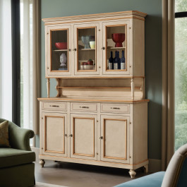 Credenza 3 ante e vetrine con profili colorati