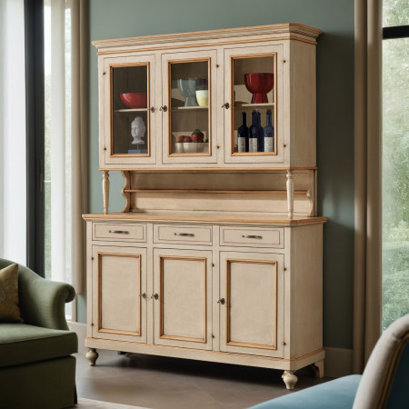 Credenza 3 ante e vetrine con profili colorati