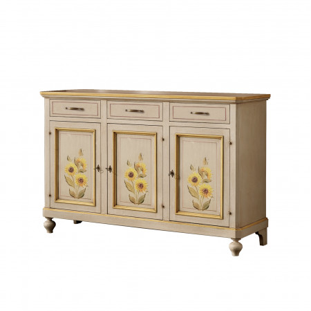 Credenza 3 porte e 3 cassetti con decoro girasole