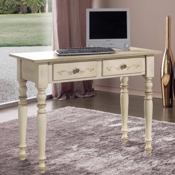 Scrittoio laccato e decorato a mano con gambe tornite