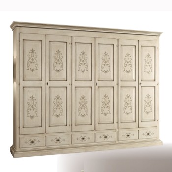 Armadio 6 ante smontabile decorato, legno pioppo