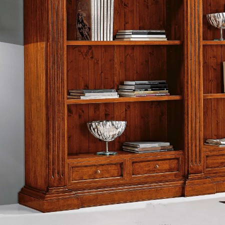 Libreria classica in legno con cassetti