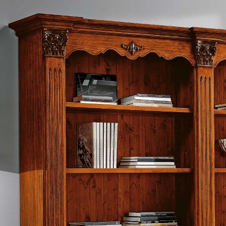 Libreria classica in legno con cassetti