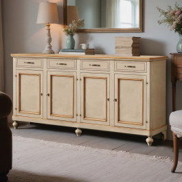 Credenza classica 4 ante 4 cassetti con profili colorati