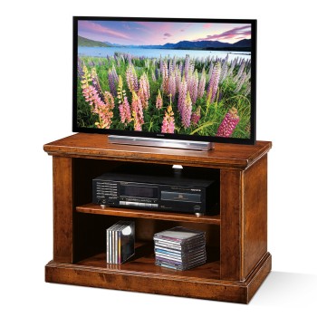 Porta TV con ruote e due vani, legno massello